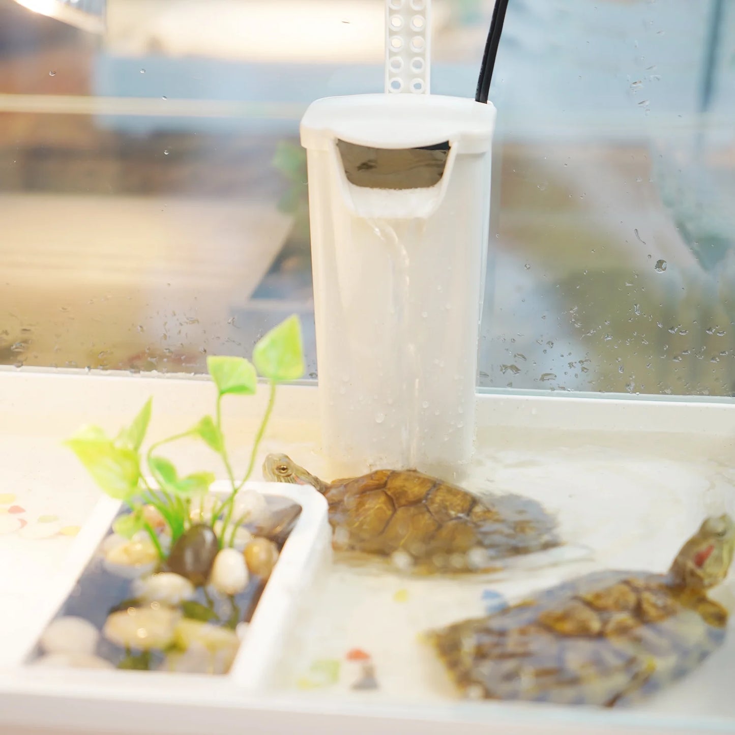 17.7" Glass Turtle Tank Kit Aquarium Terrapin Lake for Turtles, Crabs, Small Reptiles Habitat