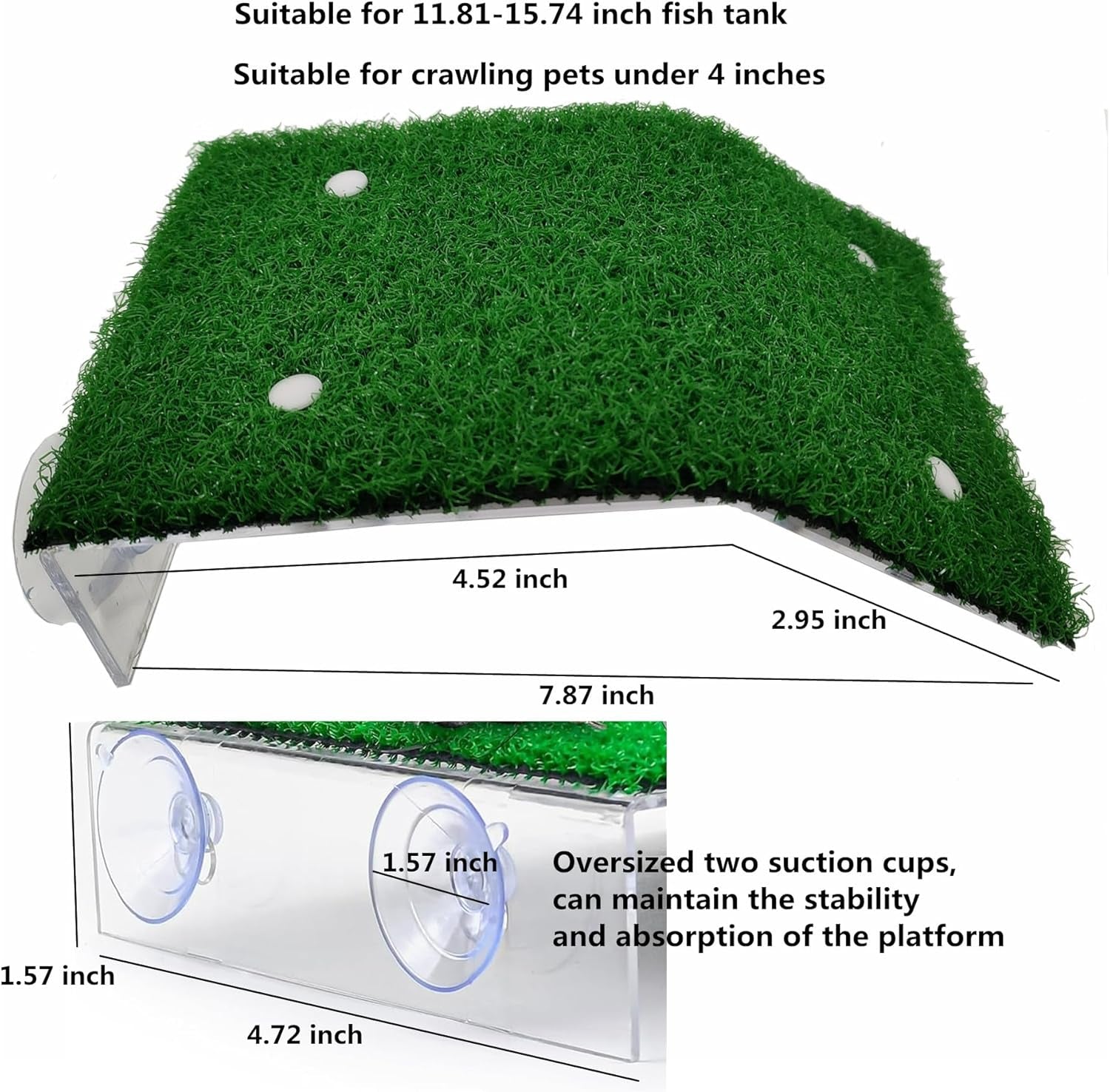 Turtle Resting Basking Platform, Simulation Grass Turtle Ramp, Tortoise Climbing Ladder Resting Terrace, Lawn Turtle Tank Accessories Aquarium Floating Décor for Reptile Frog Terrapin Amphibian