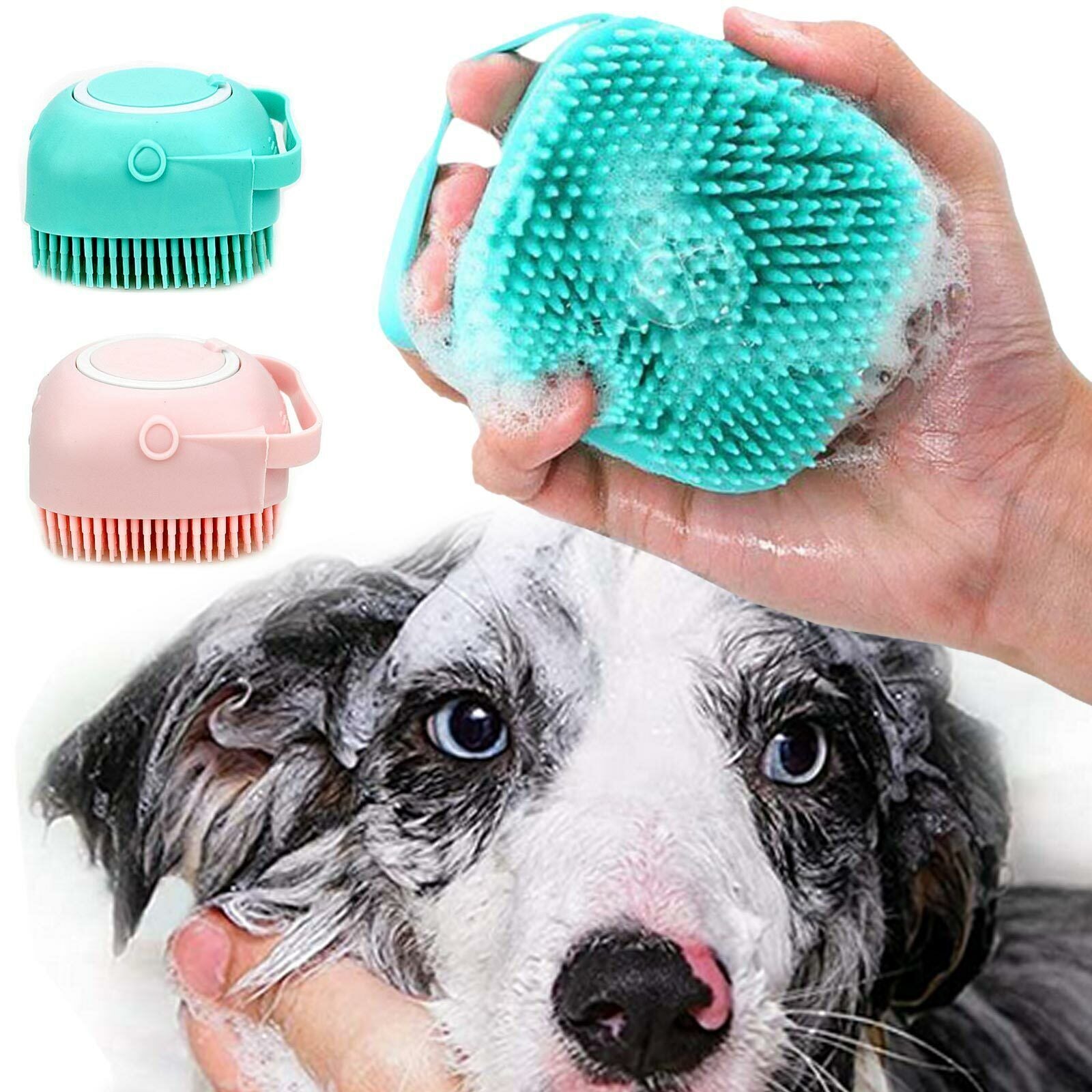 Soft Dog Bath Brush Pet Shampoo Massage Dispenser Grooming Shower Silicone