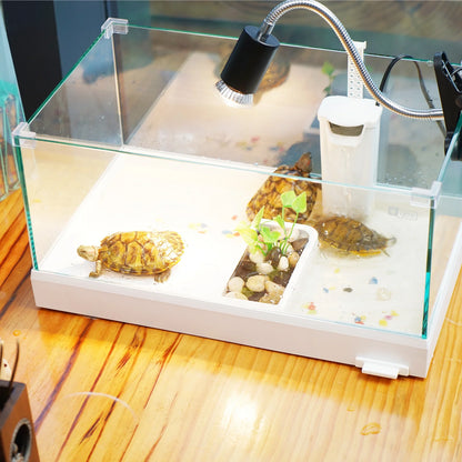17.7" Glass Turtle Tank Kit Aquarium Terrapin Lake for Turtles, Crabs, Small Reptiles Habitat