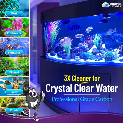 Premium Activated Carbon, Aquarium Carbon for Fish Tank Filter, Aquarium Filter Media, Granulated Charcoal for Fish Tanks, Activated Charcoal Bulk (3 Lbs with Fine Mesh Bag)