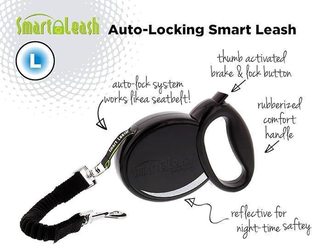 Smart Retractable Leash L – Black, 15Ft, up to 65Lbs / 29Kg, with Safety Features for Every Walk