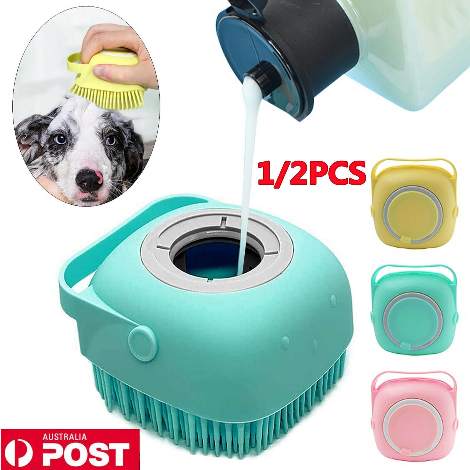 Soft Dog Bath Brush Pet Shampoo Massage Dispenser Grooming Shower Silicone