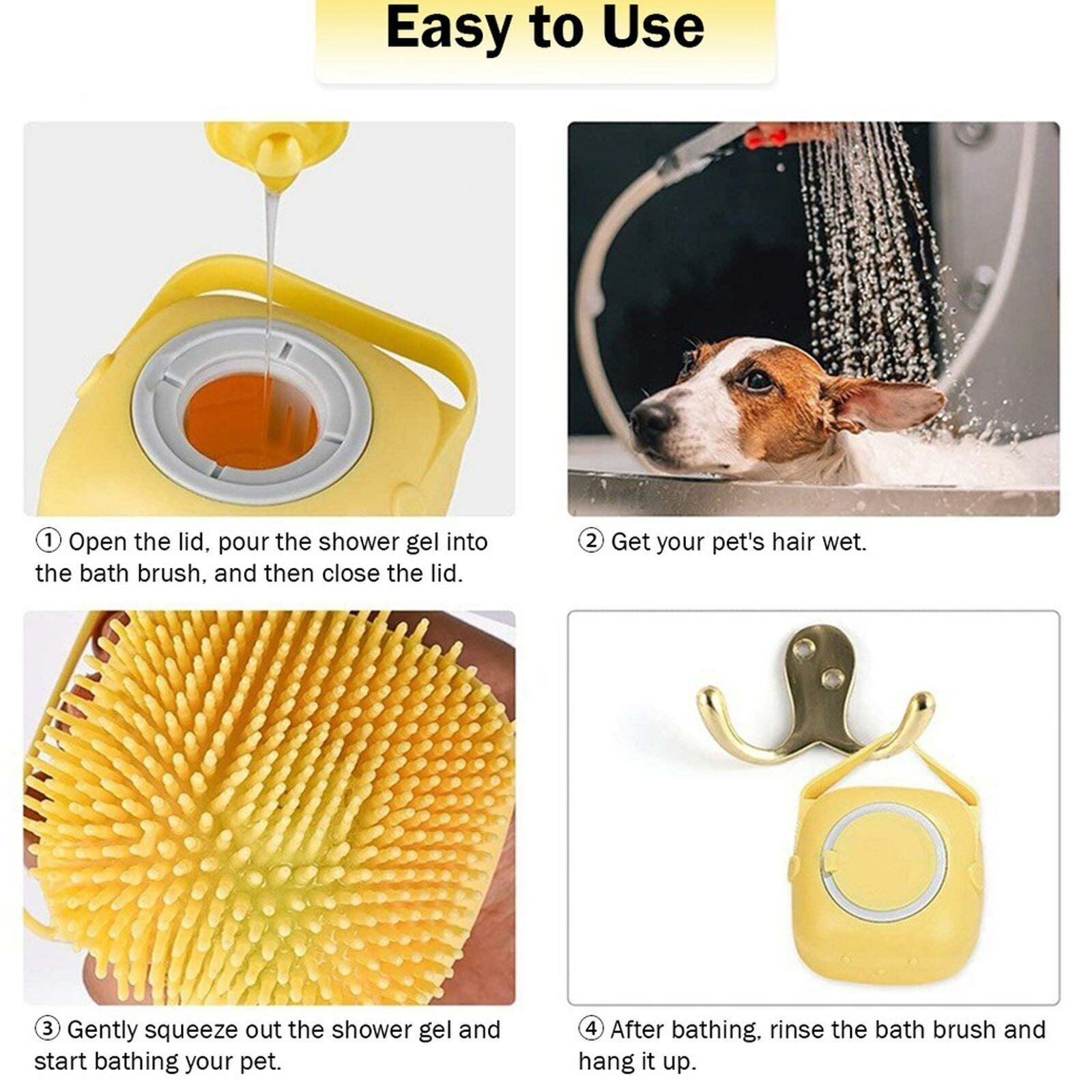 Soft Dog Bath Brush Pet Shampoo Massage Dispenser Grooming Shower Silicone